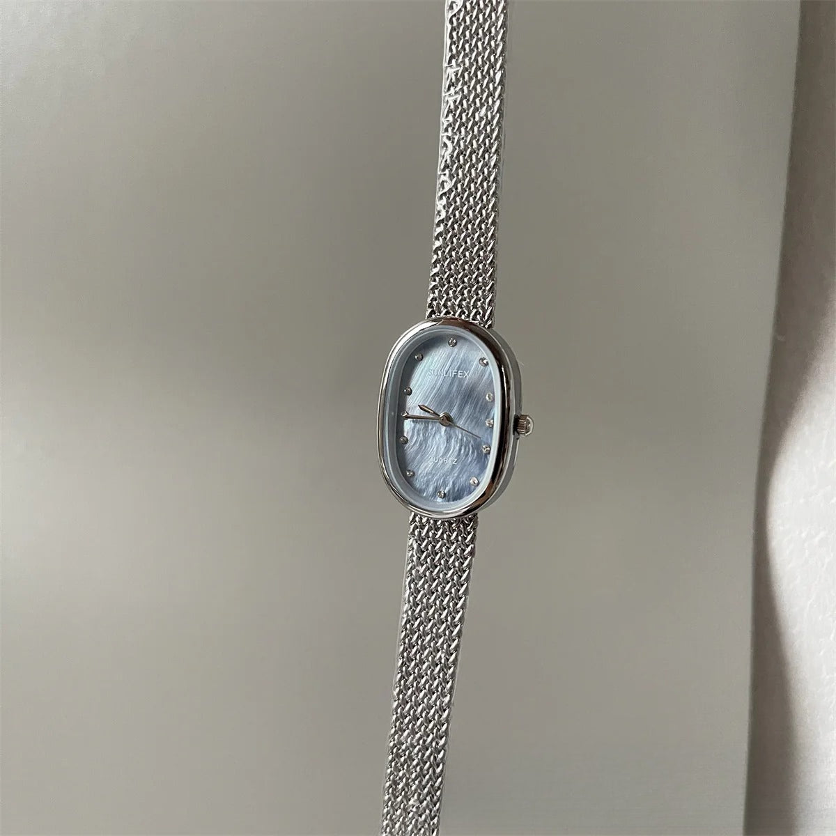 Blue mother-of-pearl dial watch - women's elegant, niche, high-end, exquisite quartz watch