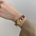 Vintage brown-gold mid-century modern fashionable elegant high-end waterproof women's watch