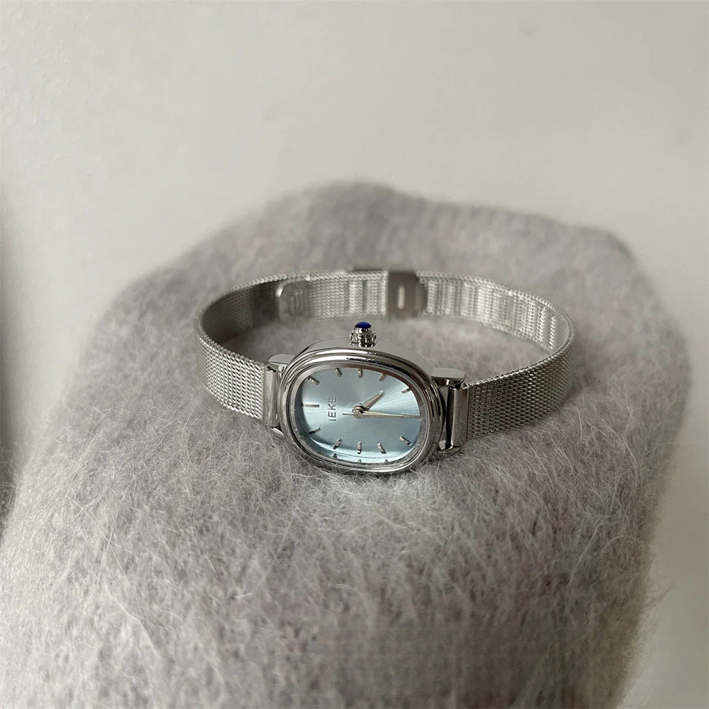 Blue mother-of-pearl dial watch - women's elegant, niche, high-end, exquisite quartz watch