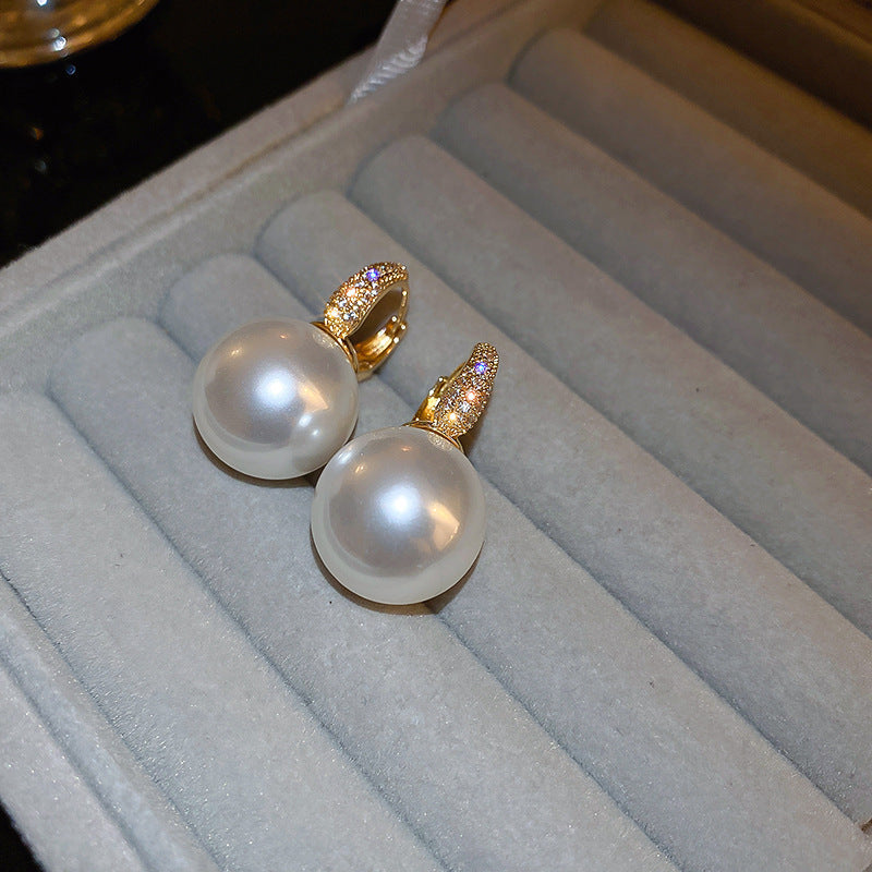 Real gold electroplated silver needle pearl flower earrings fashionelegant earrings accessible luxuryclassy earrings