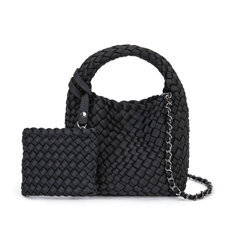 Handmade woven cabbage basket, neoprene mini bucket bag, single shoulder crossbody bag, exquisite and cute handbag