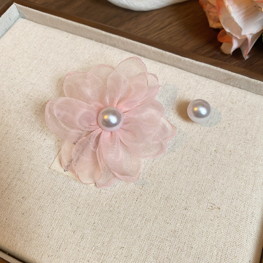 Real gold electroplated silver needle pearl flower earrings fashionelegant earrings accessible luxuryclassy earrings