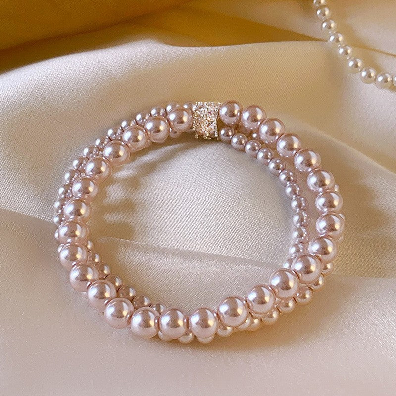 French retro zircon starburst pearl bracelet - exquisite, elegant, versatile, and luxurious for women