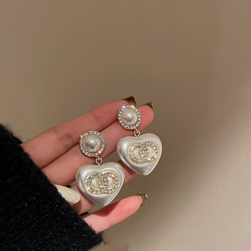 Real gold electroplated silver needle pearl flower earrings fashionelegant earrings accessible luxuryclassy earrings