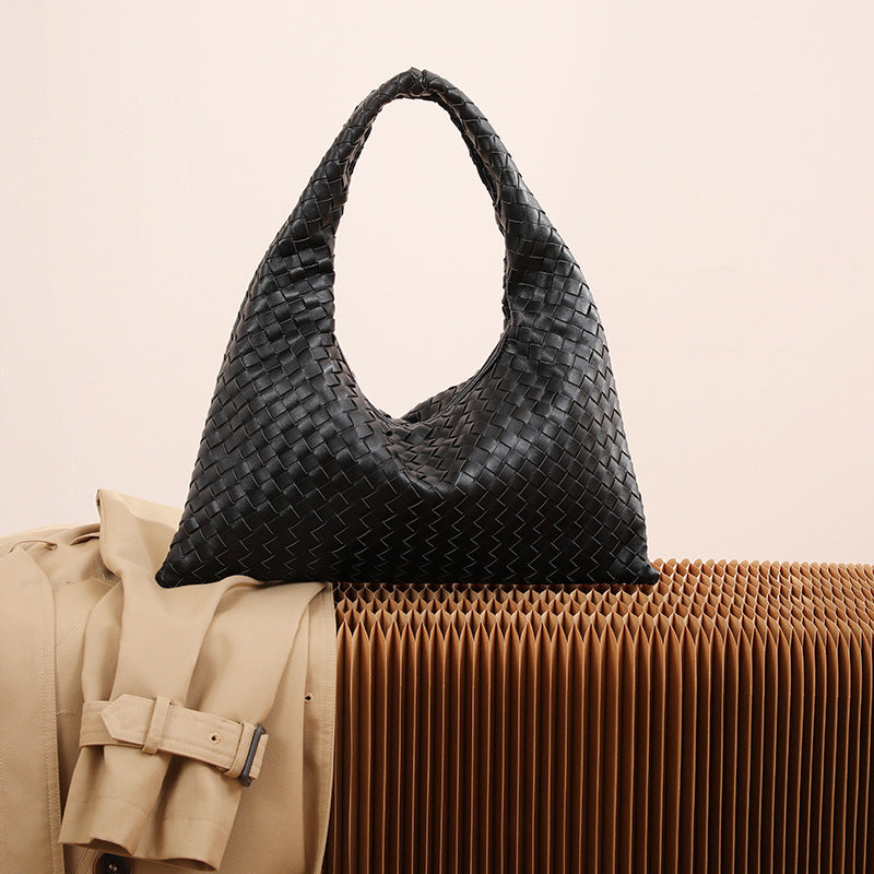 Woven bag large capacity work clothing dumpling bag women's fashioncasual tote bag women 2026