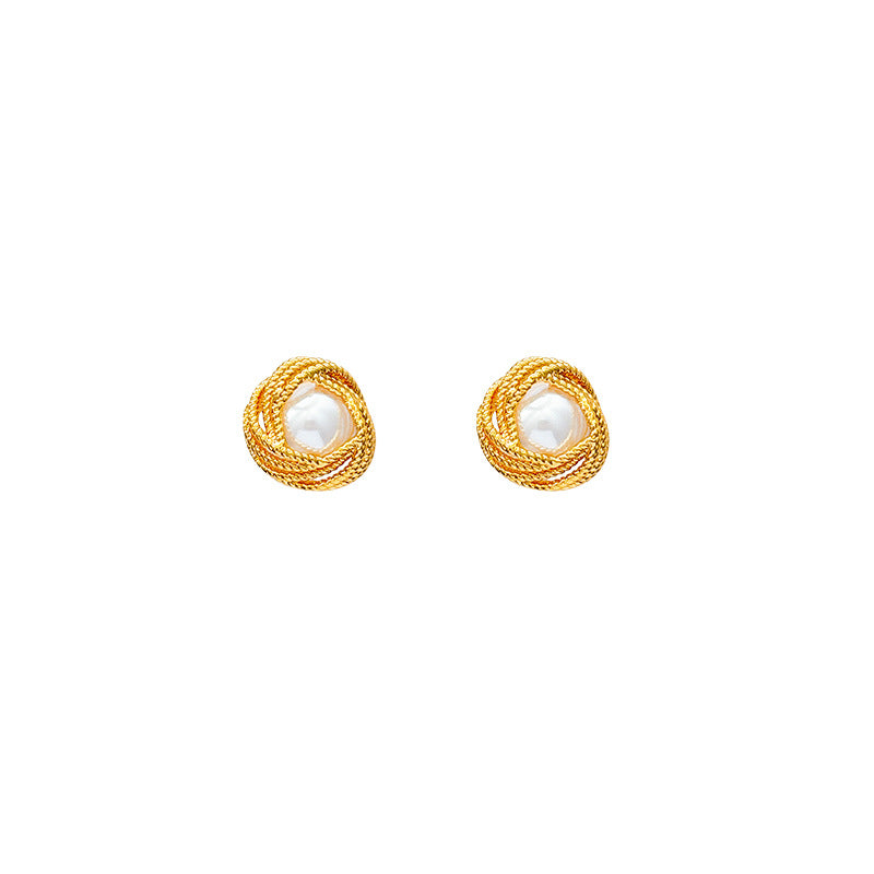 S925 sterling silver exquisite silver lace pearl stud earrings - unique & chic earrings for women