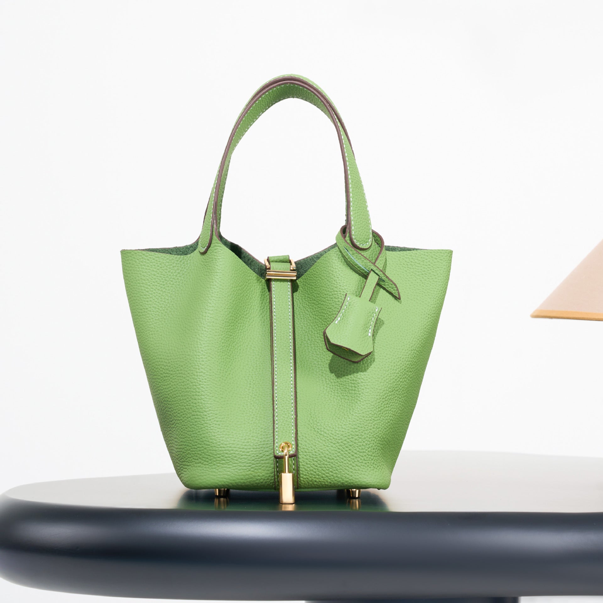 Classic top grain leather basket bag - luxurious, high-end genuine leather bucket bag - cross-border fashion versatile tote bag