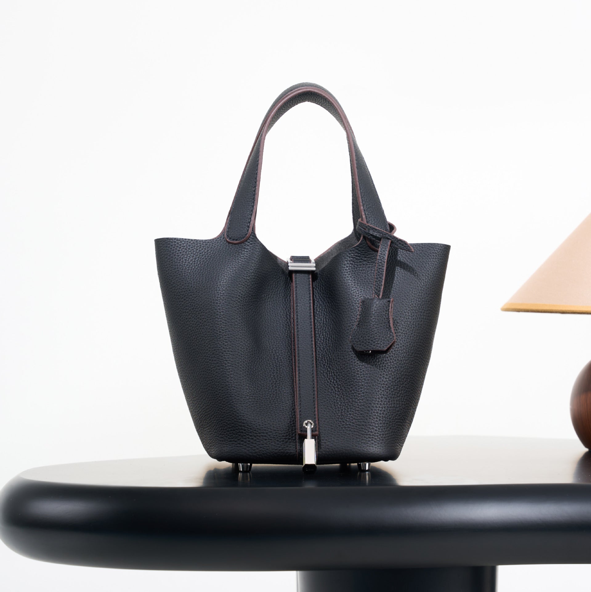 Classic top grain leather basket bag - luxurious, high-end genuine leather bucket bag - cross-border fashion versatile tote bag