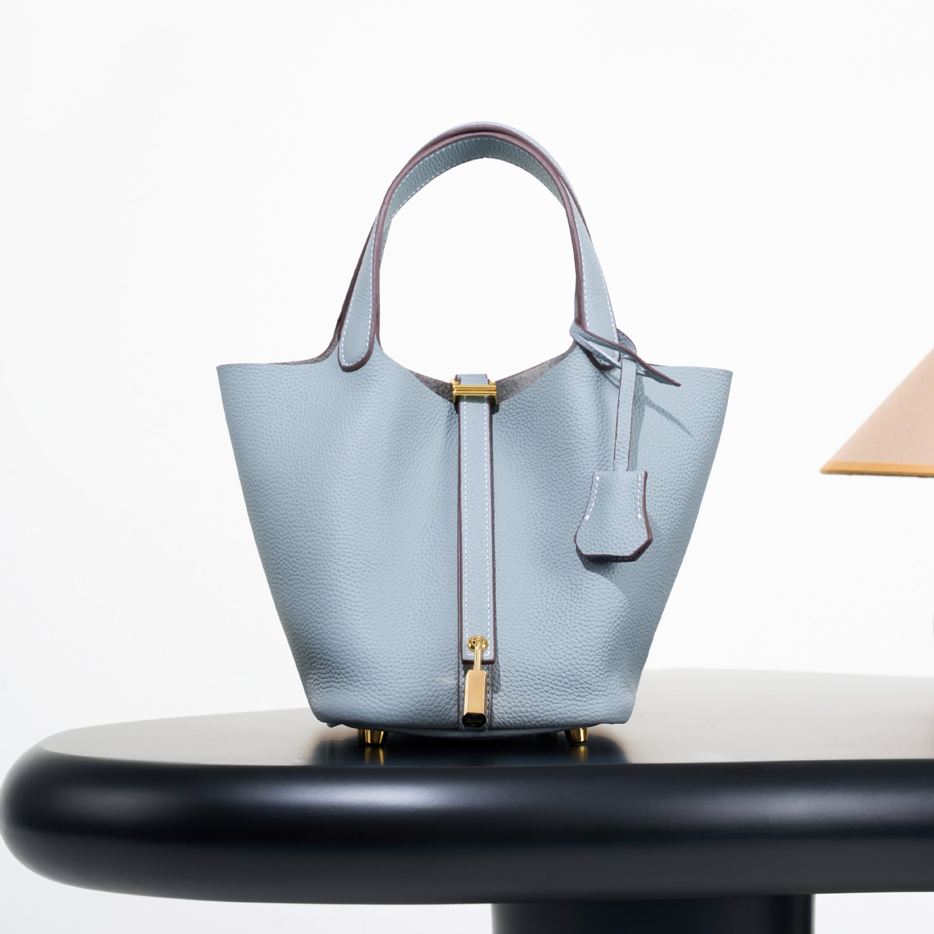 Classic top grain leather basket bag - luxurious, high-end genuine leather bucket bag - cross-border fashion versatile tote bag