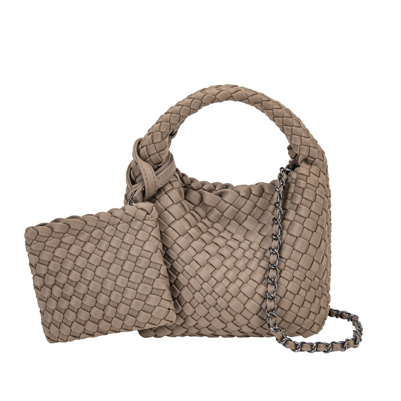 Handmade woven cabbage basket, neoprene mini bucket bag, single shoulder crossbody bag, exquisite and cute handbag