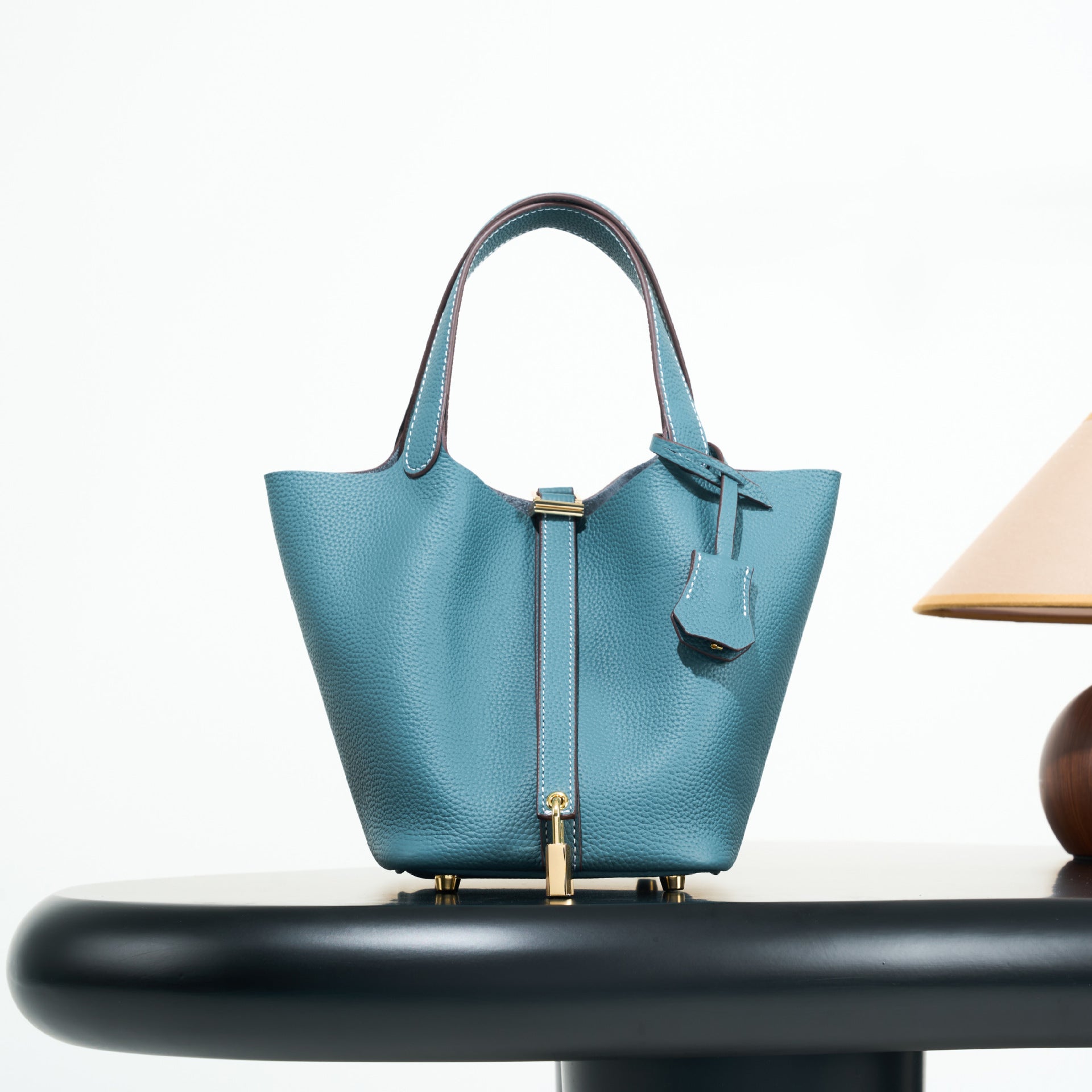 Classic top grain leather basket bag - luxurious, high-end genuine leather bucket bag - cross-border fashion versatile tote bag