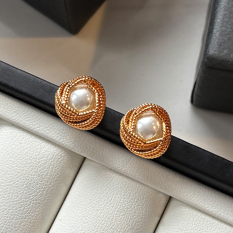 S925 sterling silver exquisite silver lace pearl stud earrings - unique & chic earrings for women