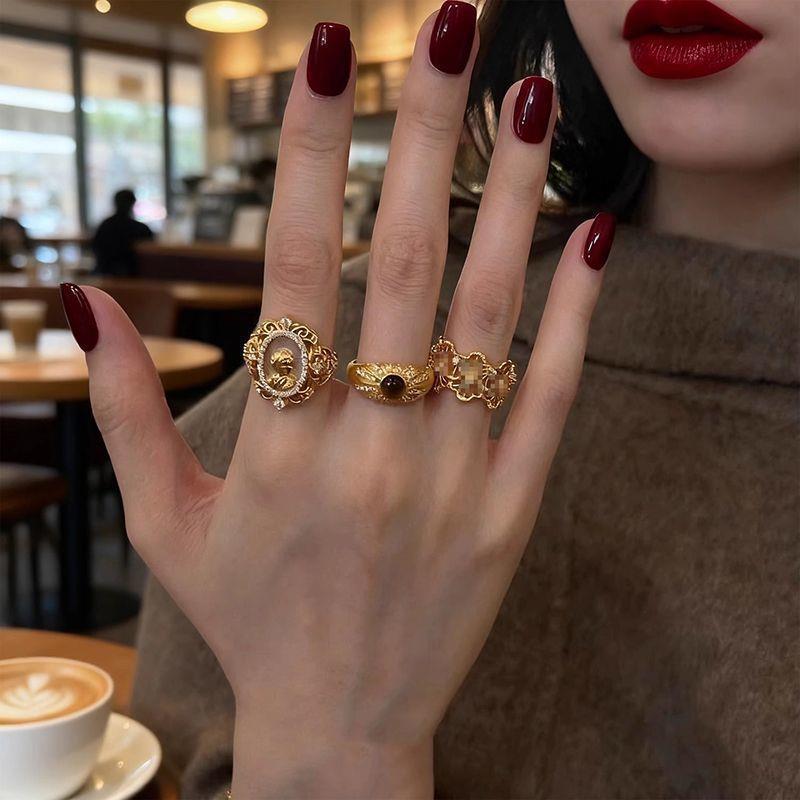 Vintage court style gold ring - women's luxury stackable open ring