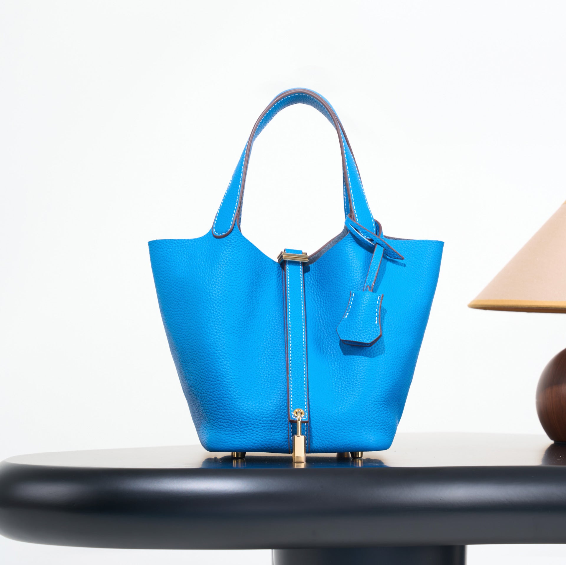 Classic top grain leather basket bag - luxurious, high-end genuine leather bucket bag - cross-border fashion versatile tote bag