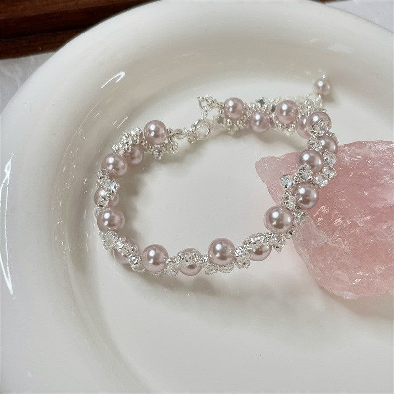 French retro zircon starburst pearl bracelet - exquisite, elegant, versatile, and luxurious for women