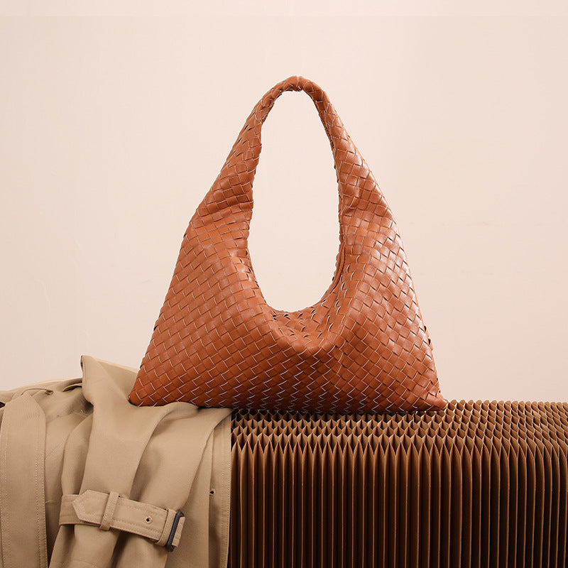 Woven bag large capacity work clothing dumpling bag women's fashioncasual tote bag women 2026