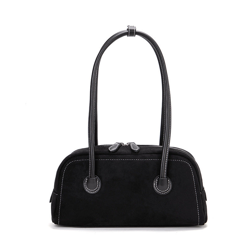 Autum suede baguette bag casual bowling underarm bag women's fashioneasiest for match shoulder bag boston satchel bag