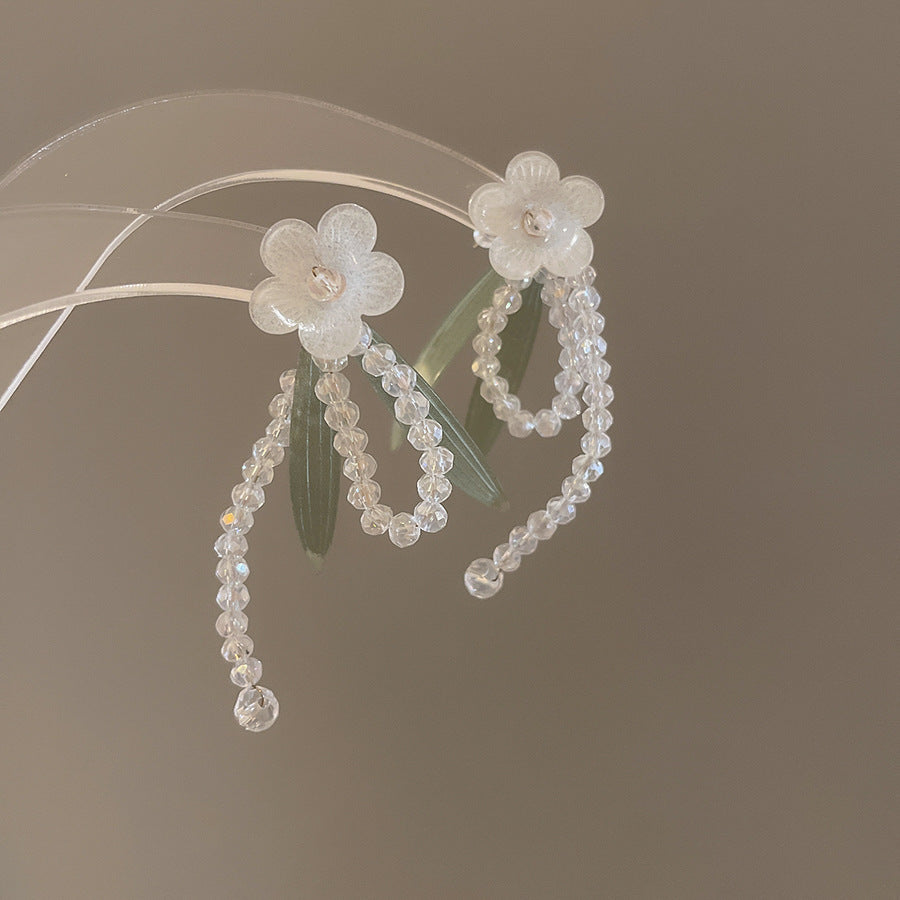 Real gold electroplated silver needle pearl flower earrings fashionelegant earrings accessible luxuryclassy earrings