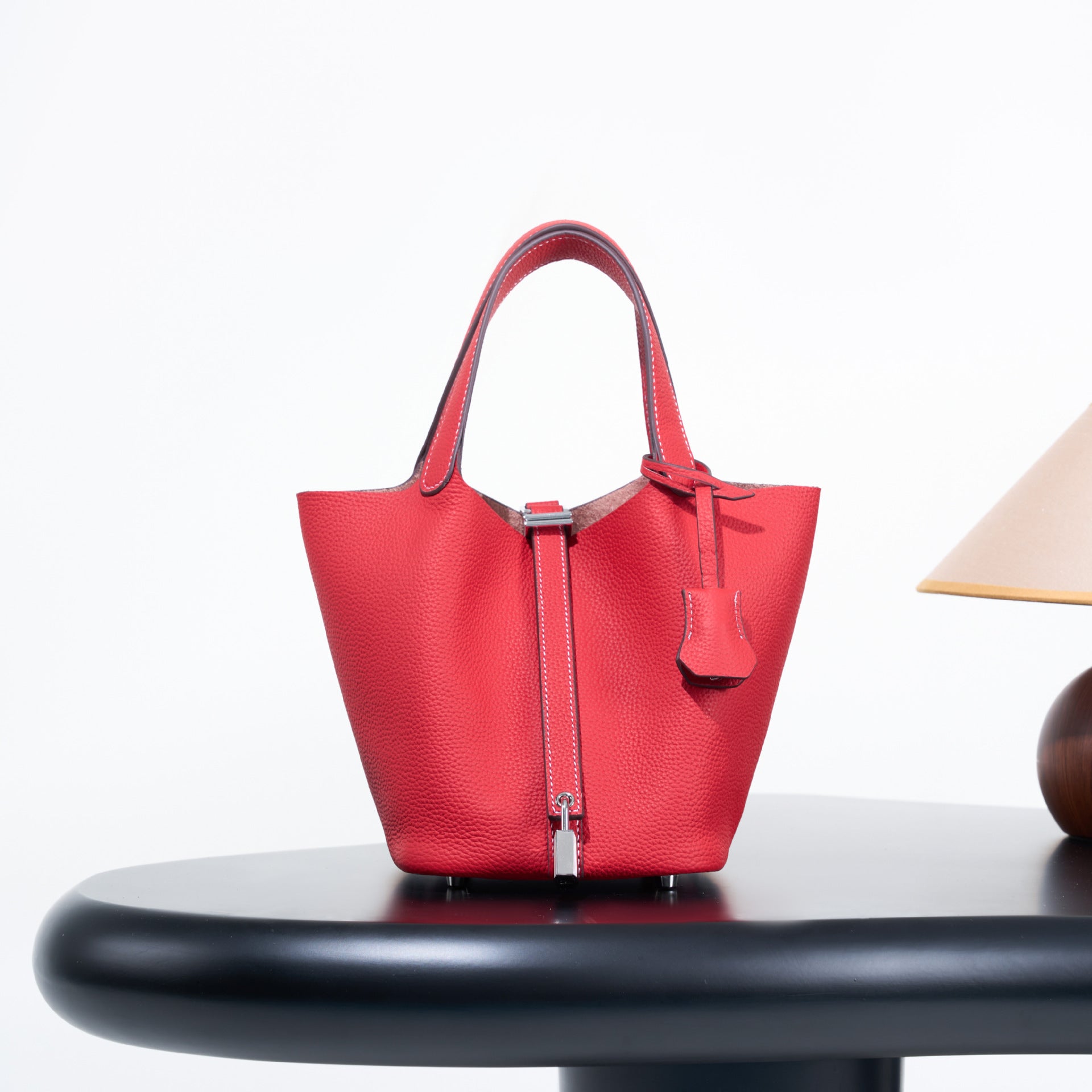 Classic top grain leather basket bag - luxurious, high-end genuine leather bucket bag - cross-border fashion versatile tote bag