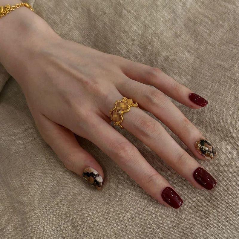 Vintage court style gold ring - women's luxury stackable open ring