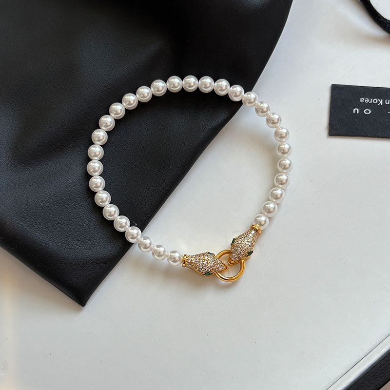 Adjustable snake pearl choker necklace - women's autumn/winter luxury accessory - unique & high-end jewelry