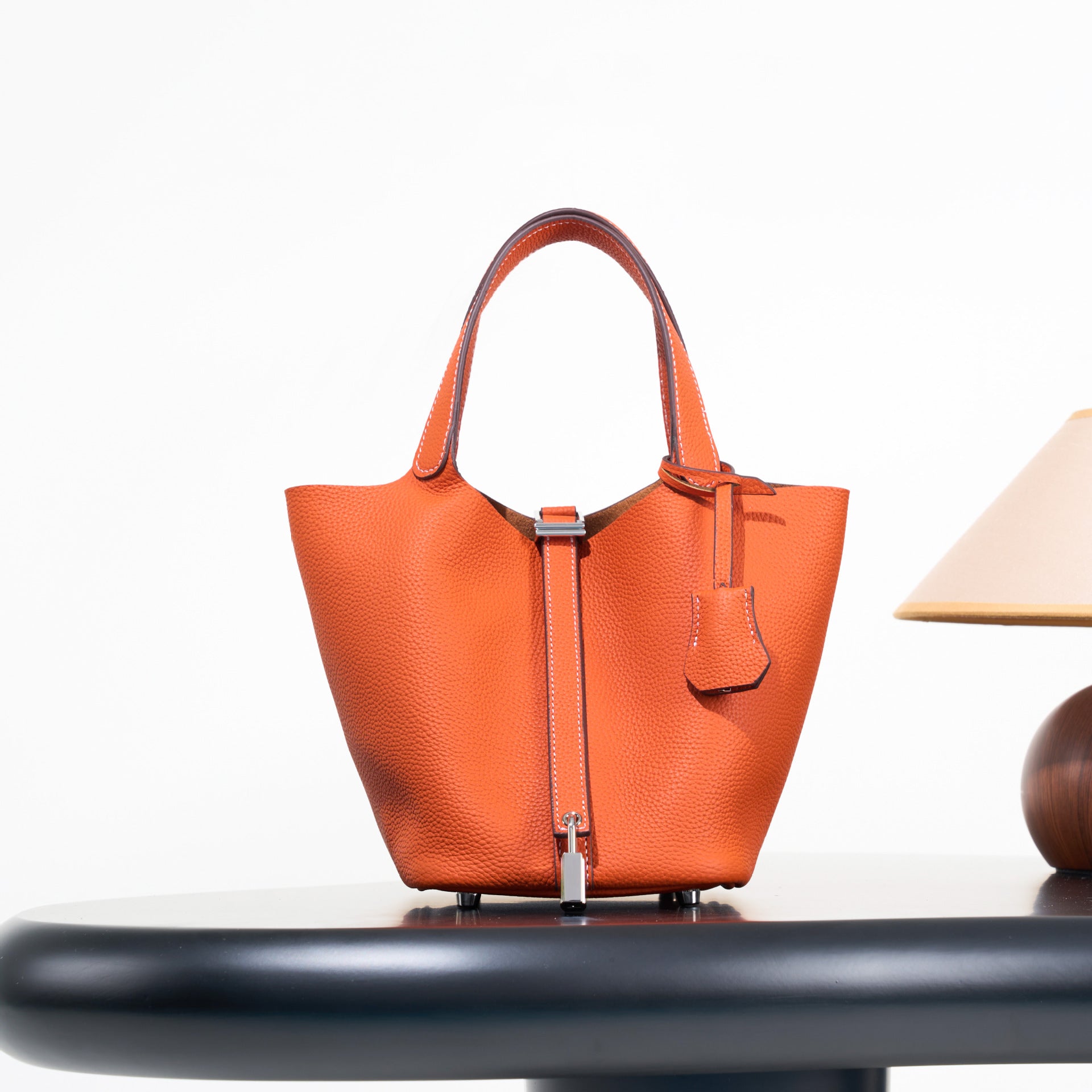 Classic top grain leather basket bag - luxurious, high-end genuine leather bucket bag - cross-border fashion versatile tote bag