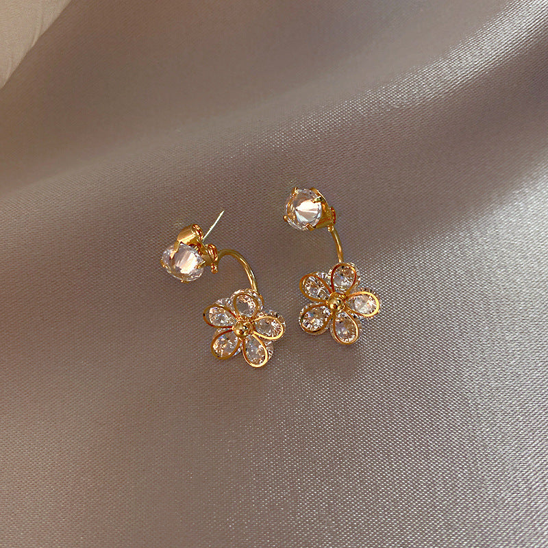 Real gold electroplated silver needle pearl flower earrings fashionelegant earrings accessible luxuryclassy earrings