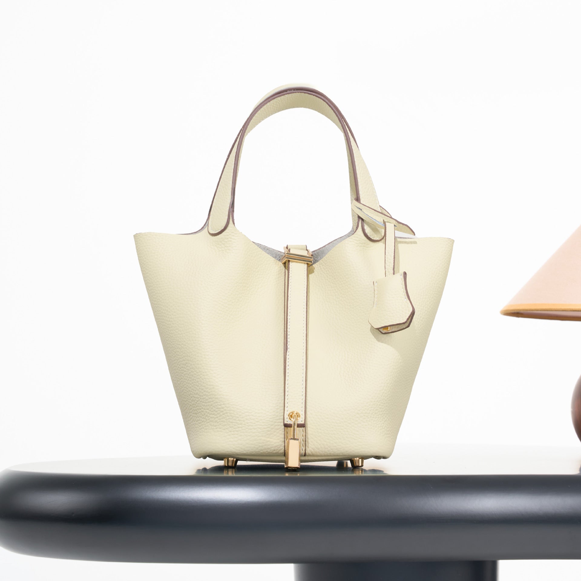 Classic top grain leather basket bag - luxurious, high-end genuine leather bucket bag - cross-border fashion versatile tote bag