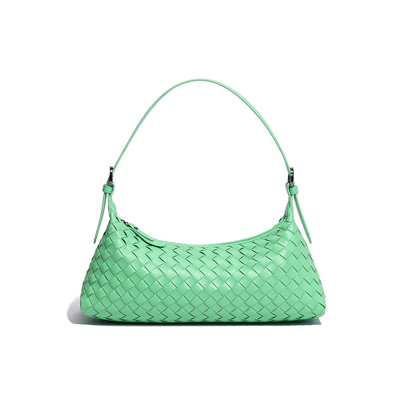 New woven women's croissant bag, fashionable easiest for match shoulder armpit bag, hobo baguette bag, cross-body dumpling bag