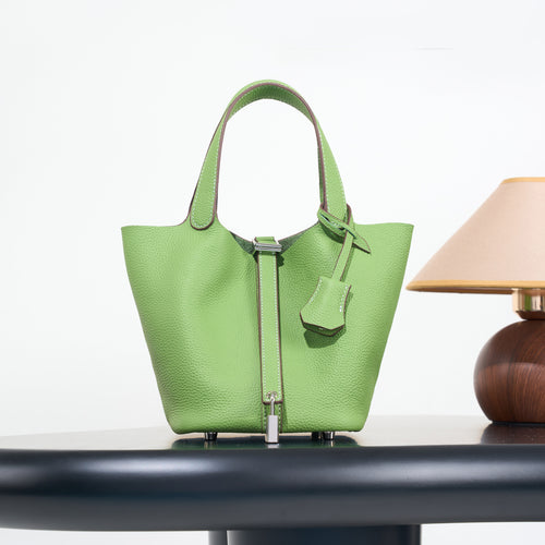 Classic top grain leather basket bag - luxurious, high-end genuine leather bucket bag - cross-border fashion versatile tote bag
