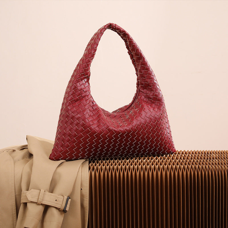 Woven bag large capacity work clothing dumpling bag women's fashioncasual tote bag women 2026
