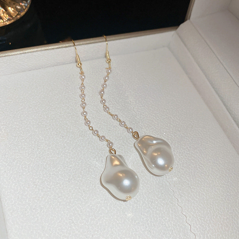 Real gold electroplated silver needle pearl flower earrings fashionelegant earrings accessible luxuryclassy earrings