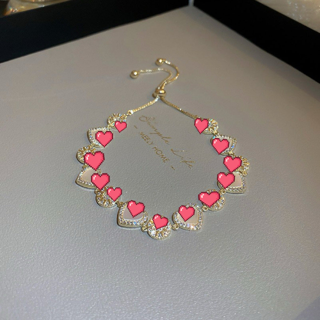 Four-petal zircon flower bracelet - elegant, adjustable, and trendy new jewelry