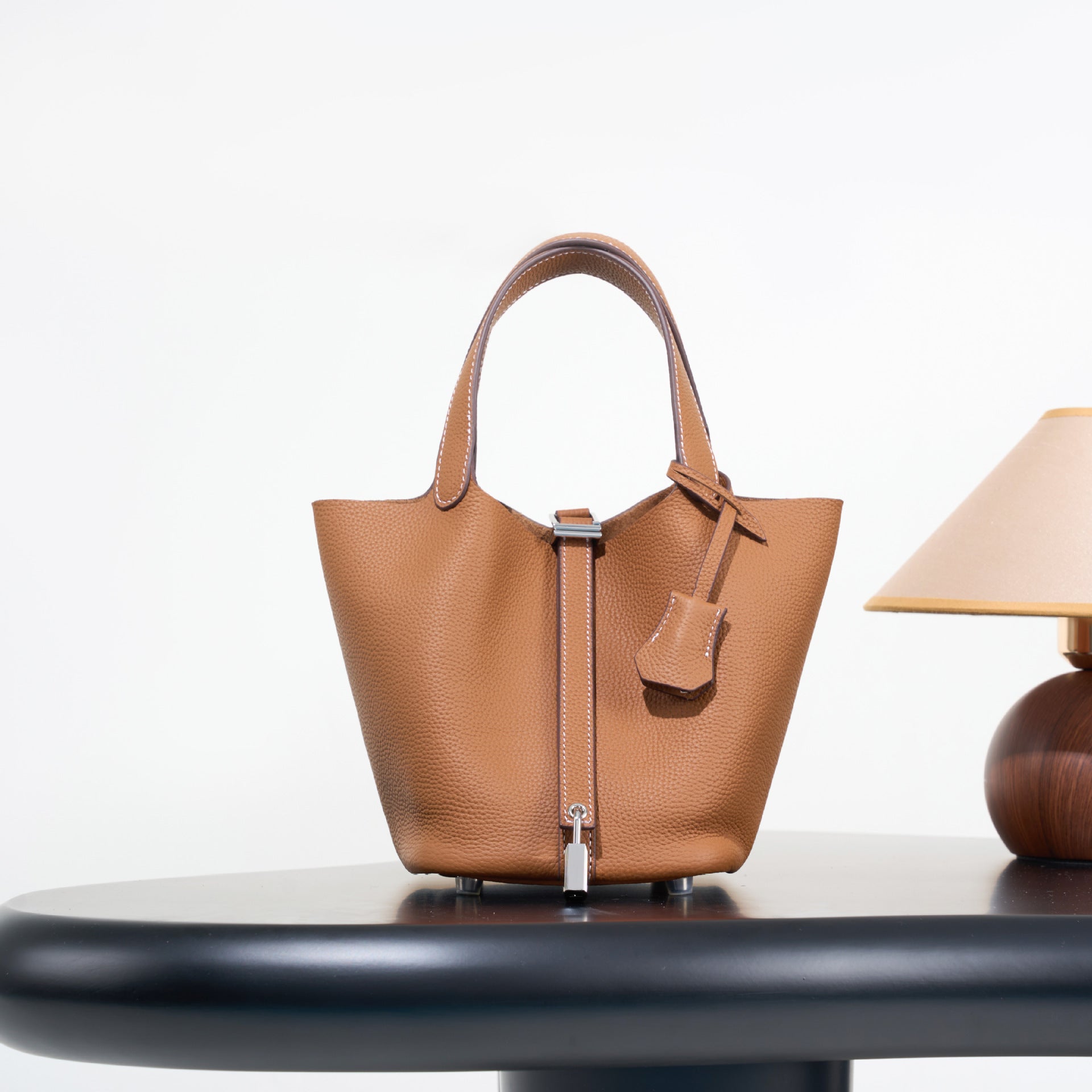 Classic top grain leather basket bag - luxurious, high-end genuine leather bucket bag - cross-border fashion versatile tote bag