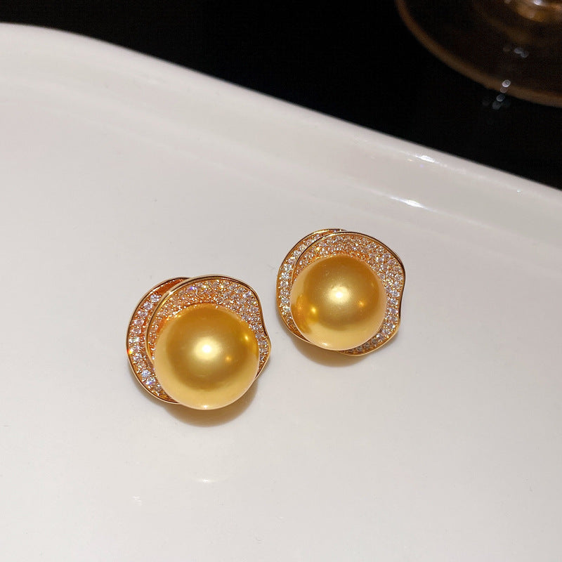 Used zircon flower pearl necklace, earrings, and ring set - fashionable, versatile, choker necklace, light luxury, high-end jewelry