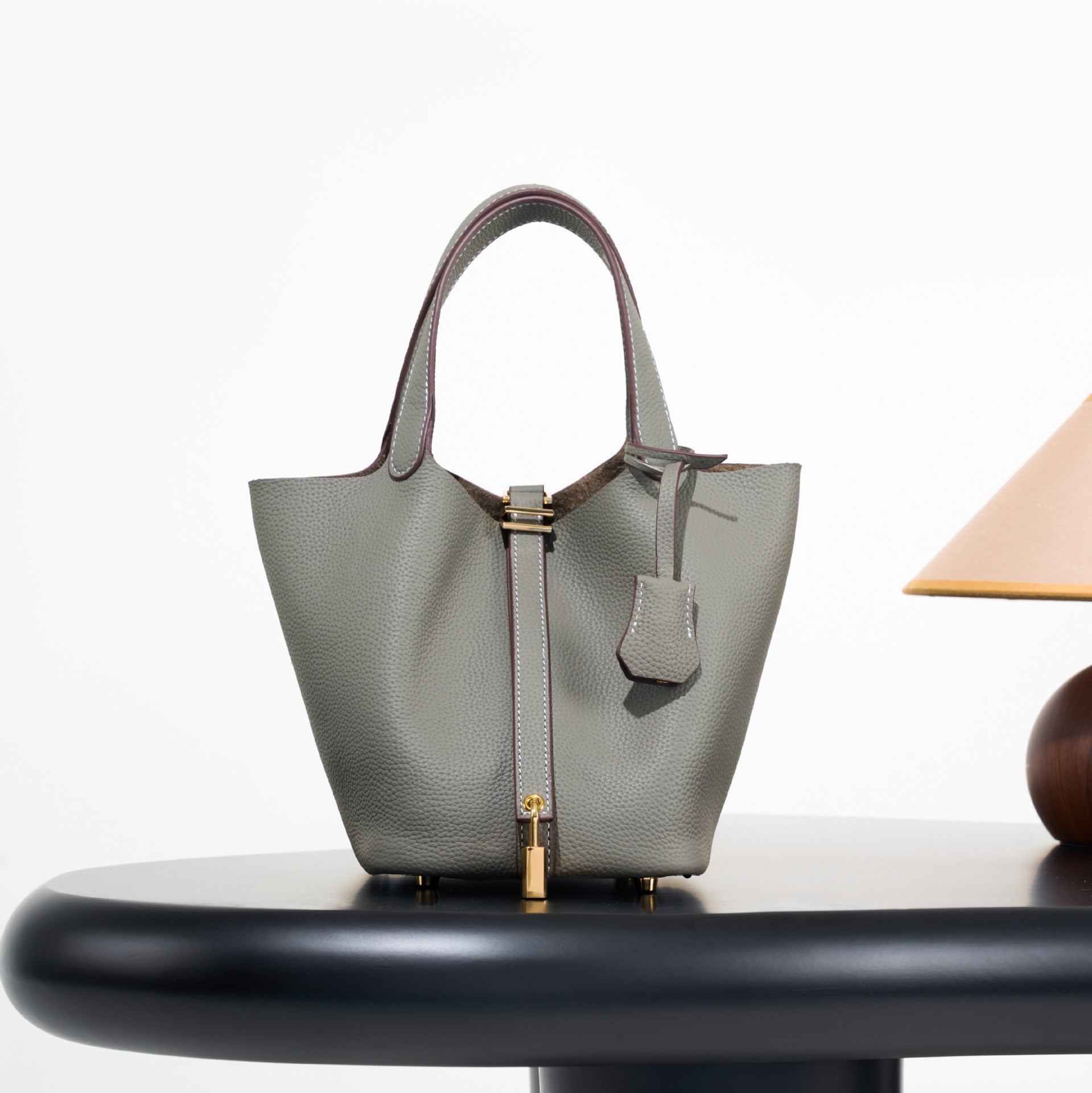 Classic top grain leather basket bag - luxurious, high-end genuine leather bucket bag - cross-border fashion versatile tote bag