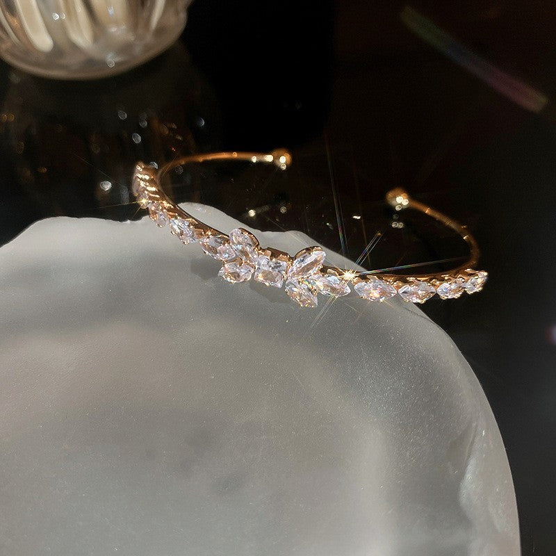 Real gold electroplated diamond letter open bracelet new arrivalaccessible luxuryclassy sense of hand jewelry for women