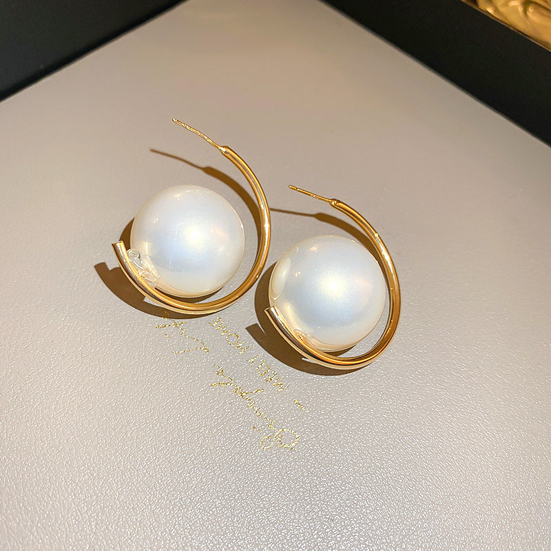 Real gold electroplated silver needle pearl flower earrings fashionelegant earrings accessible luxuryclassy earrings