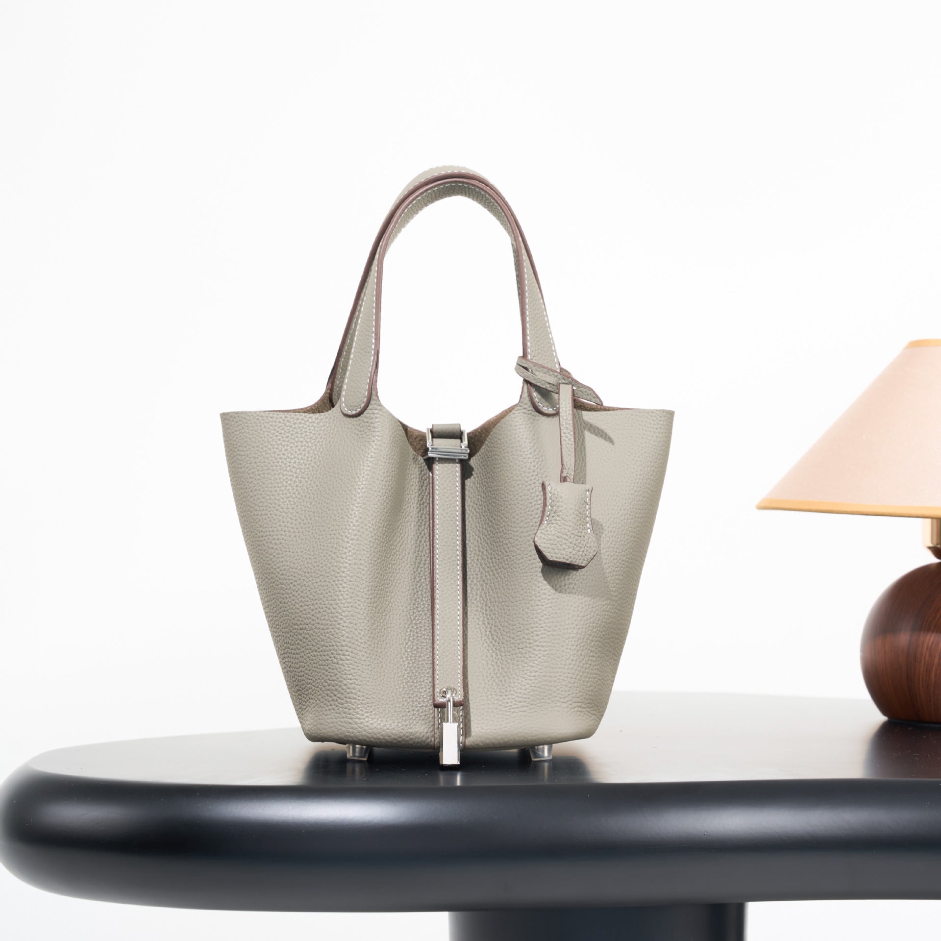 Classic top grain leather basket bag - luxurious, high-end genuine leather bucket bag - cross-border fashion versatile tote bag