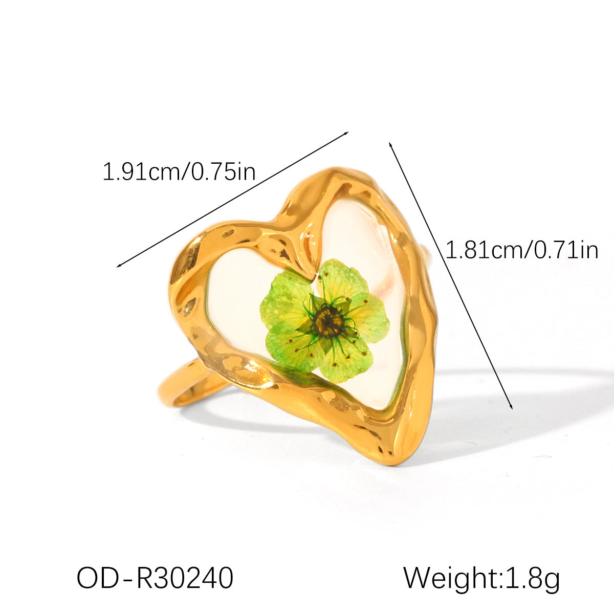 Preserved flower ring: luxurious, high-end, dopamine-filled, fashionable, versatile, open adjustable ring