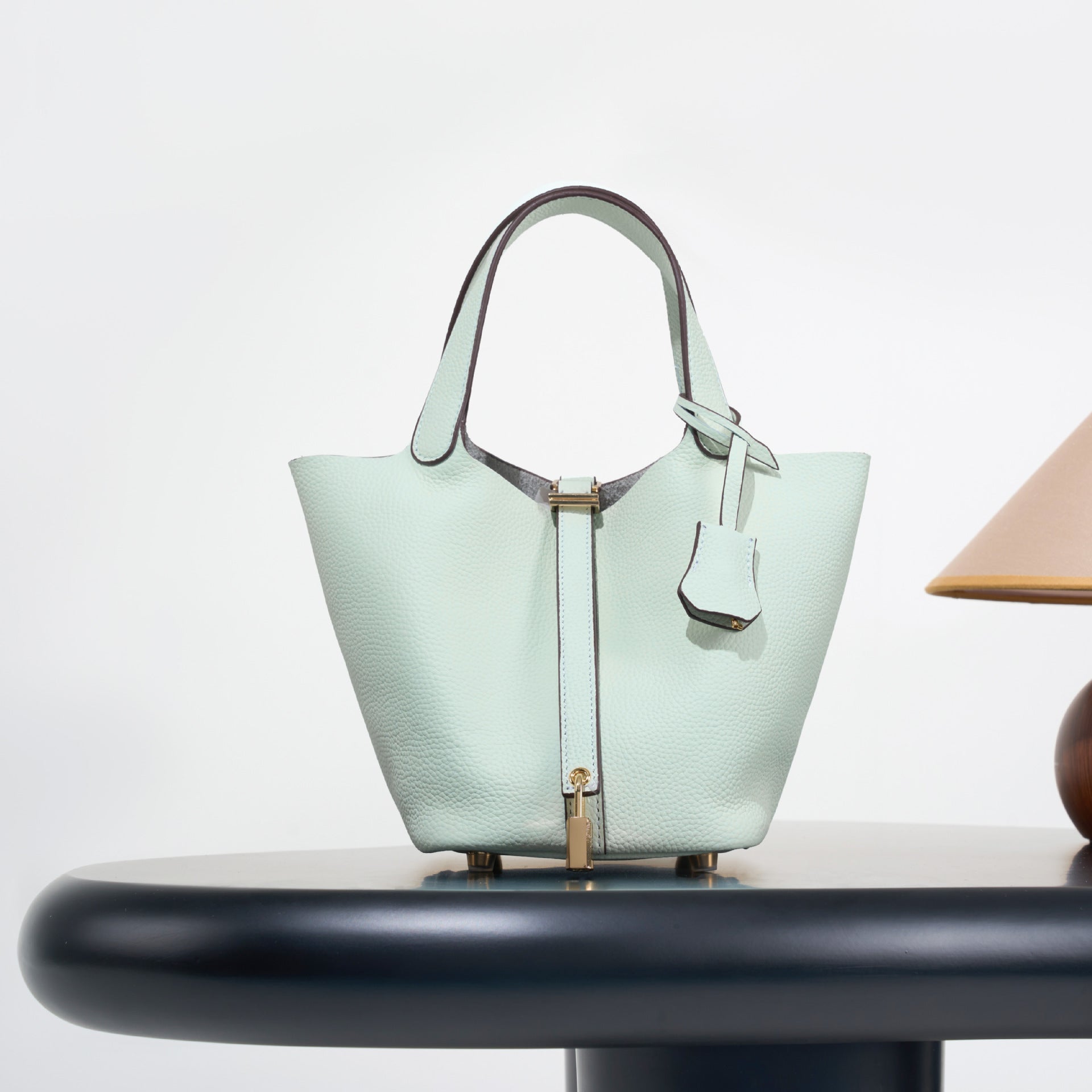 Classic top grain leather basket bag - luxurious, high-end genuine leather bucket bag - cross-border fashion versatile tote bag