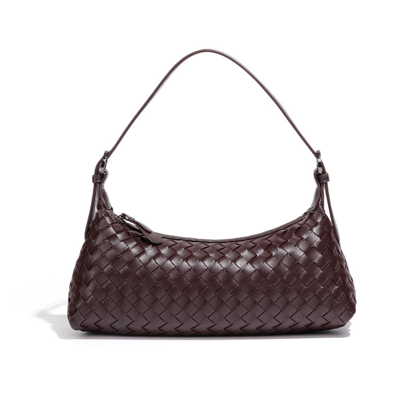 New woven women's croissant bag, fashionable easiest for match shoulder armpit bag, hobo baguette bag, cross-body dumpling bag