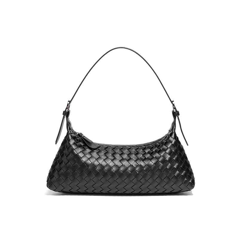 New woven women's croissant bag, fashionable easiest for match shoulder armpit bag, hobo baguette bag, cross-body dumpling bag
