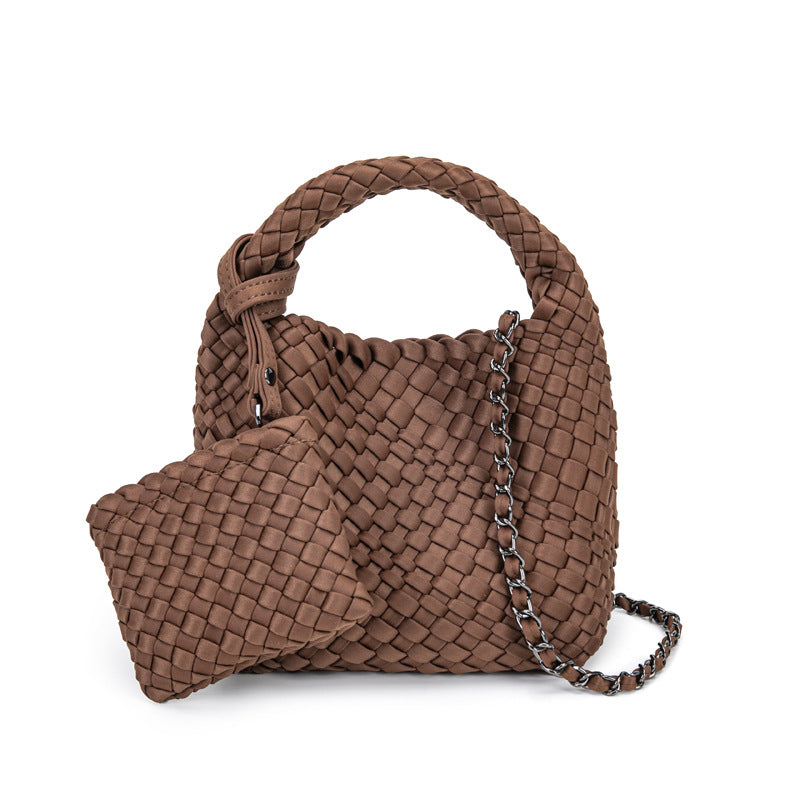 Handmade woven cabbage basket, neoprene mini bucket bag, single shoulder crossbody bag, exquisite and cute handbag