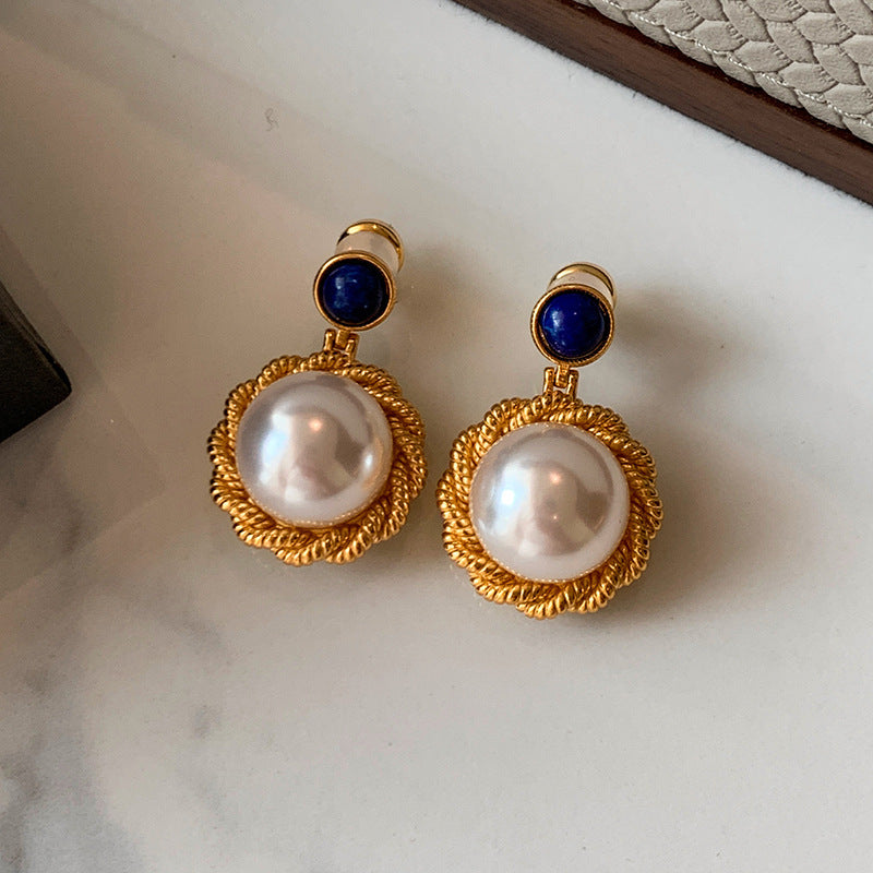 Real gold electroplated silver needle pearl flower earrings fashionelegant earrings accessible luxuryclassy earrings