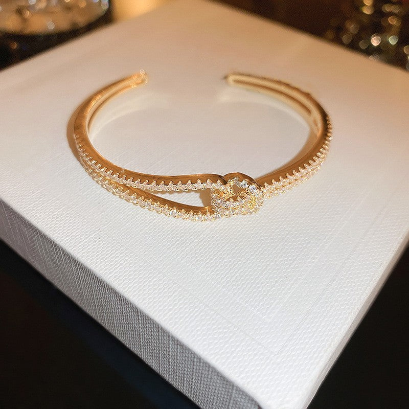 Real gold electroplated diamond letter open bracelet new arrivalaccessible luxuryclassy sense of hand jewelry for women