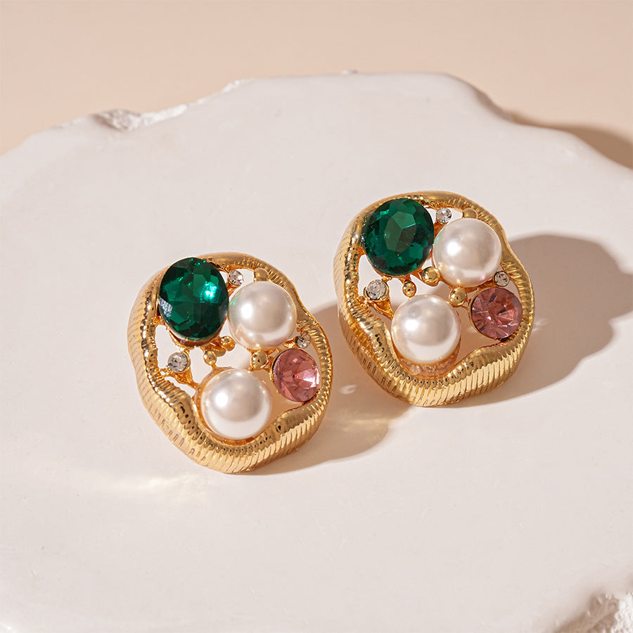 Real gold electroplated silver needle pearl flower earrings fashionelegant earrings accessible luxuryclassy earrings