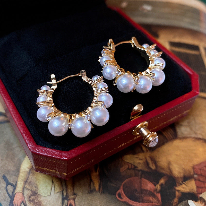 Real gold electroplated silver needle pearl flower earrings fashionelegant earrings accessible luxuryclassy earrings