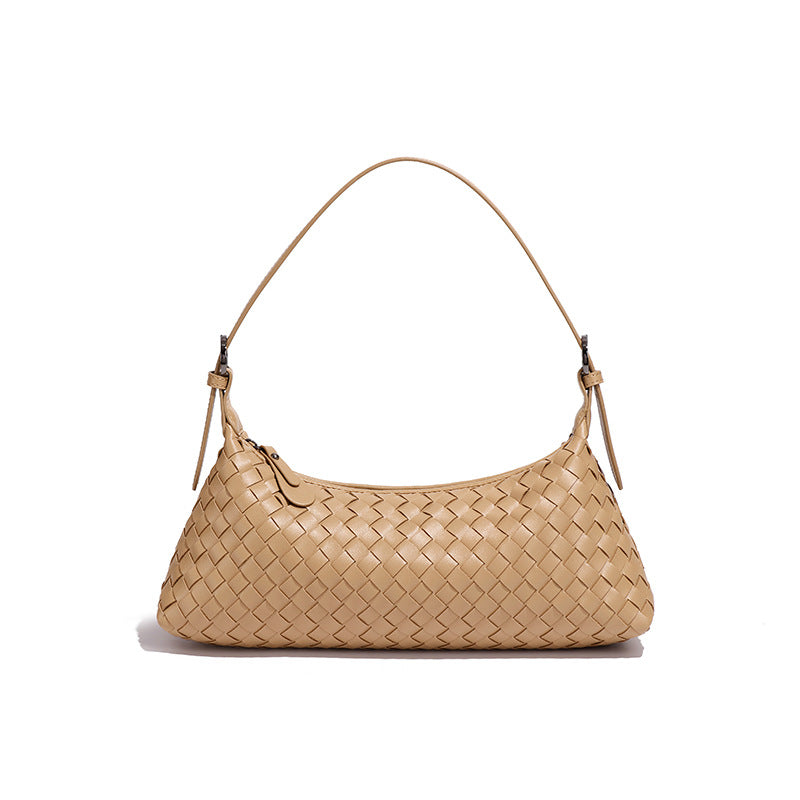 New woven women's croissant bag, fashionable easiest for match shoulder armpit bag, hobo baguette bag, cross-body dumpling bag