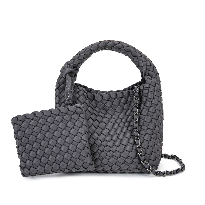 Handmade woven cabbage basket, neoprene mini bucket bag, single shoulder crossbody bag, exquisite and cute handbag